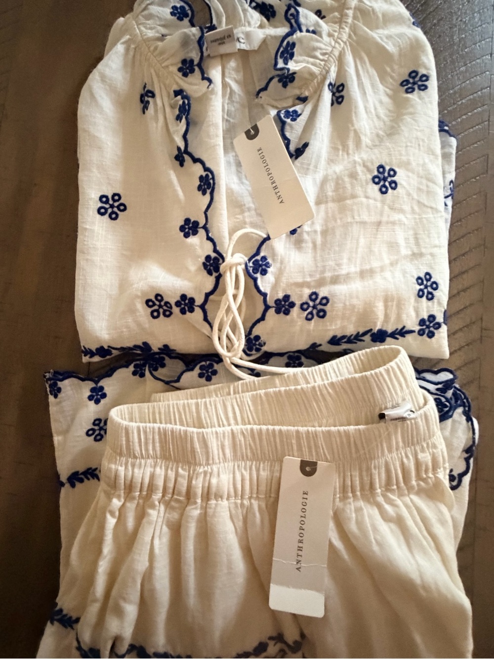 NWT Maeve Anthropologie Embroidered Bird Cotton Top Shorts Set Medium M - Picture 12 of 17